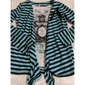 Forever Orchid Girls Sz. 12 Layered Striped Knit Cardigan Top. Cute, Fun